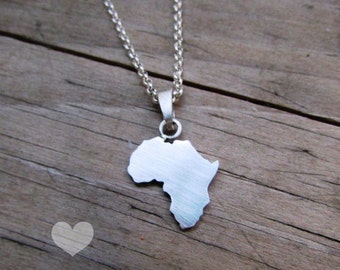 Africa necklace, africa pendant, african necklace, african jewelry, sterling silver, handmade, africa outline, africa silhouette