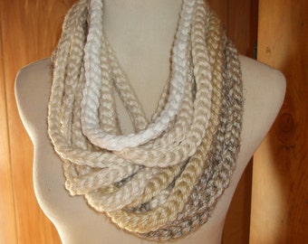 Endless Links Hand Knitted Scarf WHITE by NYStyle on Etsy