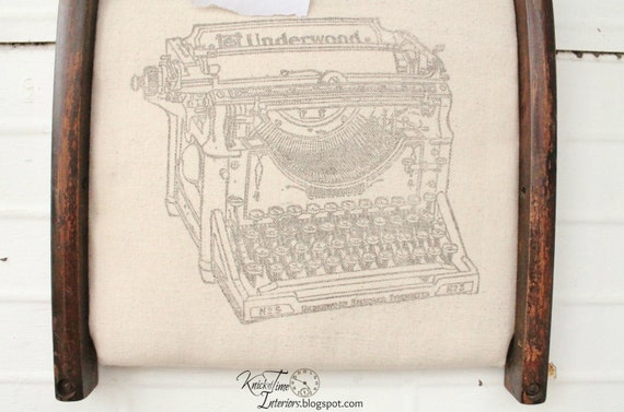 Antique Typewriter Bulletin Board - Repurposed Chair Seat Memo Board