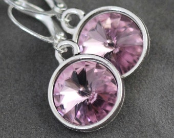 Alexandrite Earrings, Light Purple Amethyst Birthstone Jewelry, June Birthstone Earrings, Swarovski Crystal June Birthday Jewelry