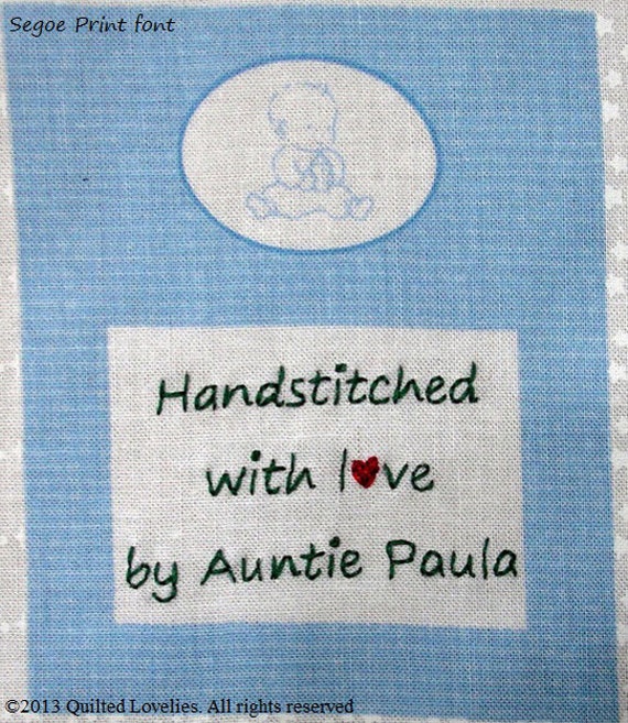 Baby Quilt Label Baby Boy & Bottle Custom Made and Hand
