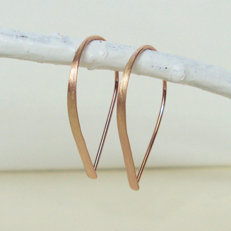 Flat Front Rose Gold Hoop Earrings Extra Small Brushed