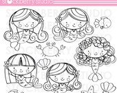 Stick Figure Mermaid Digital Stamp Personal and Commerical Use Clipart Set Il_170x135