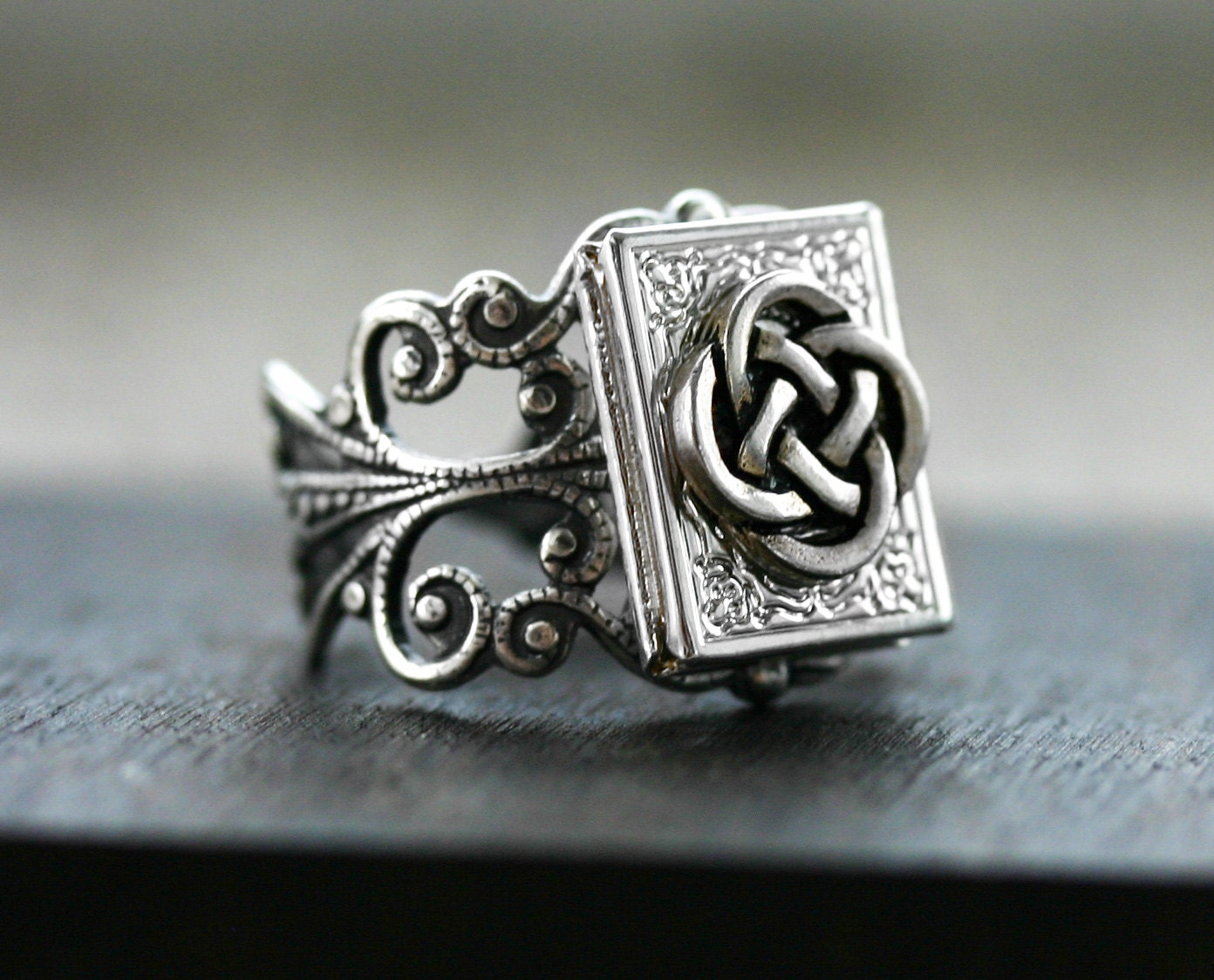 Celtic Love Knot Book Locket Ring