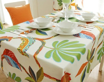 Tablecloth Summer Palm Tree Flowers Rectangle Square Round Dinner,Party,Wedding,Kitchen Table-Cotton Custom Runner,Pillow case,GET FREE GIFT