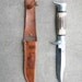Vintage 50's Edge Brand Solingen Germany "Original Bowie Knife" with Stag Handle and original Tooled Leather Sheath, model 054