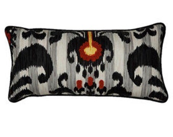 Pillow, cushion cover orselect your size black, yellow red ikat, suzani, tribal