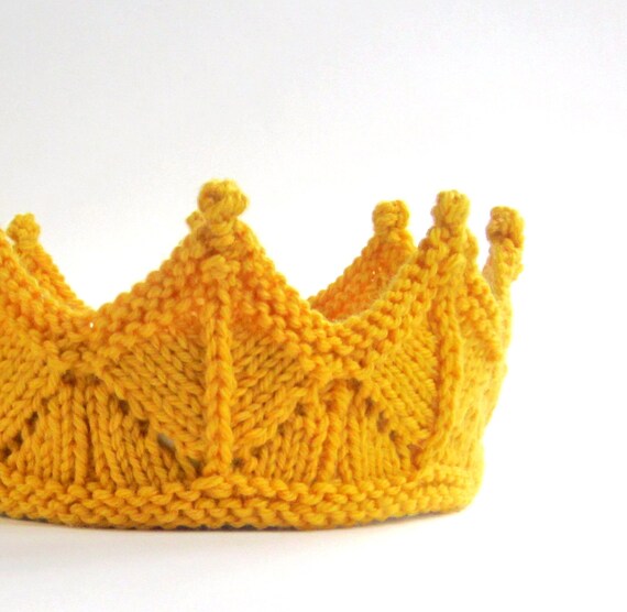 Golden Yellow Lace Knit Crown Headband for Dress Up and Pretend Play