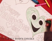 COLORING SHEET - VALENTINES Day - Valentines Day Coloring Page - Silly Hearts - Kids Valentines - Classroom Party - Kids Classroom Il_170x135