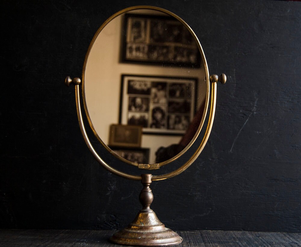 Vintage Brass Vanity Mirror Rustic Victorian