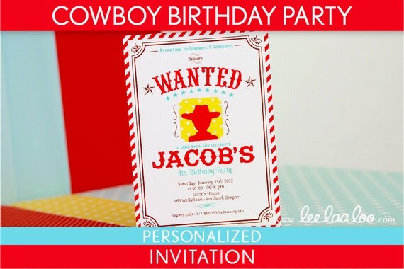 Cowboy Birthday Party Invitation Personalized Printable // Cowboy - B19Pa1 Il_570xn