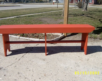 wooden bench 5' country style with shaker legs recycled salvaged