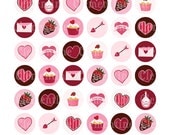 Valentine bottle cap images, bottlecap images, one inch circles, Valentine 2 - digital collage sheet-- Instant Download Il_170x135