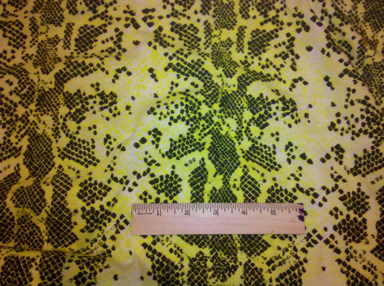 Bright Yellow Snake Print on Cotton Lycra Knit Fabric
