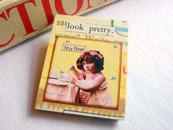 Tea Time Look Pretty  Girl at a Tea Party Brooch  by mimiandlucy