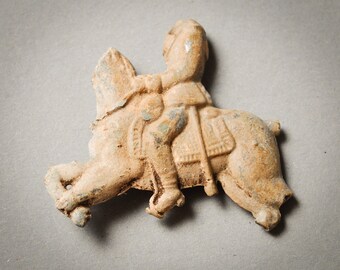 Vintage lead toy, figurine man riding a horse. "headless horseman"