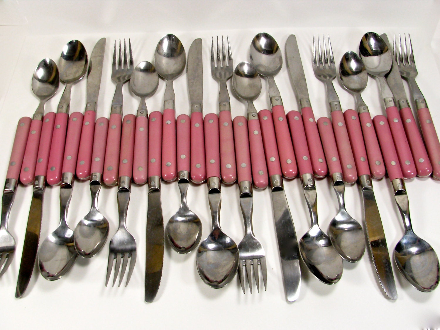 Pink Flatware Interpur Japan 30 Pc by OliveandFrances on Etsy