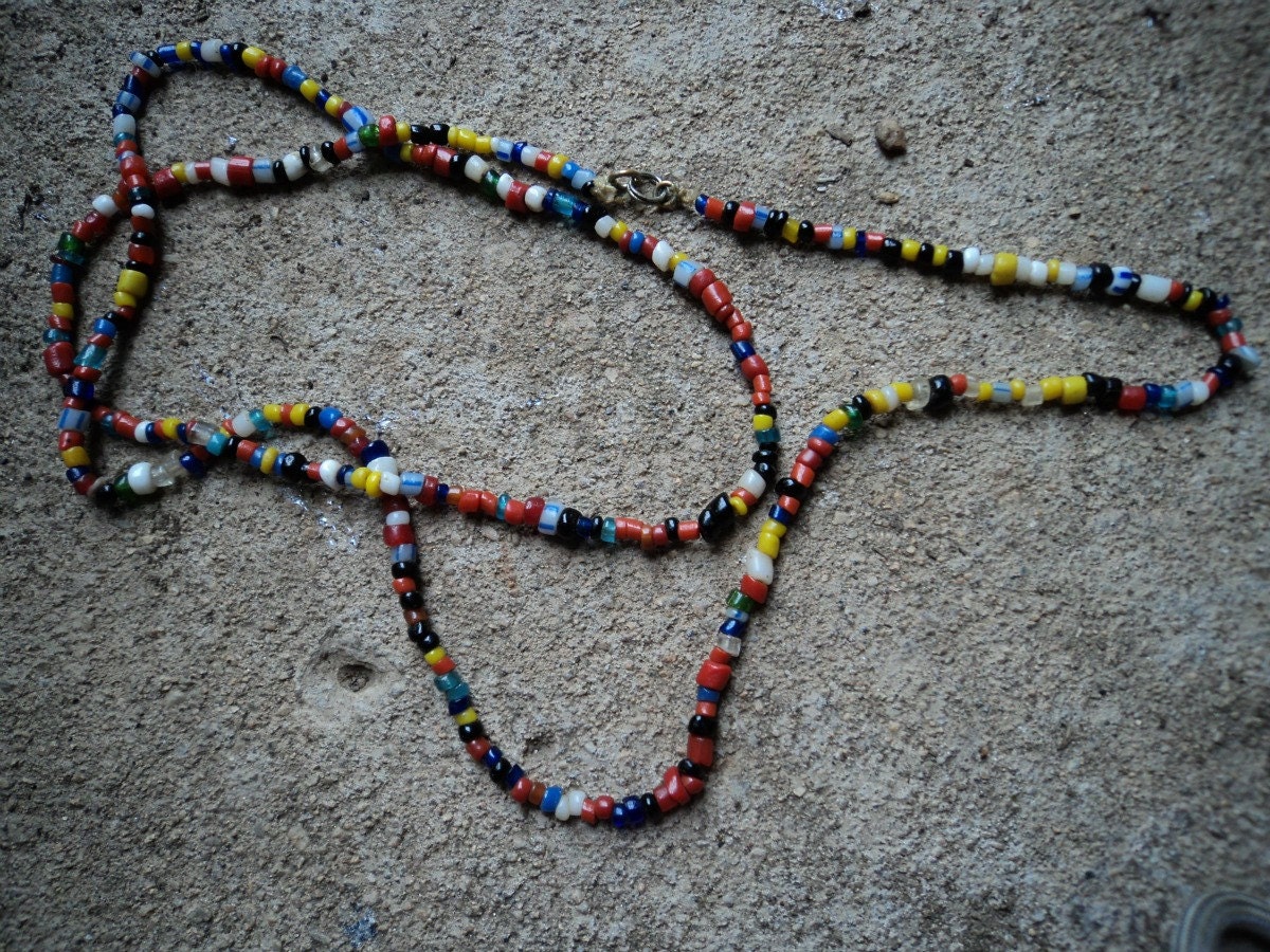 Vintage 60s Love Beads Necklace Glass Beads Seed Beads Summer