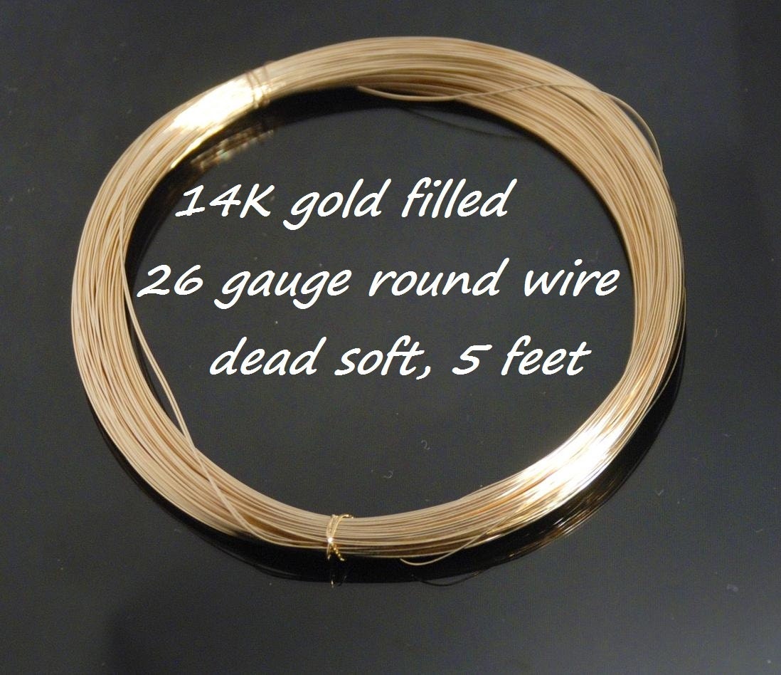 20 gauge Dead soft 14k yellow Gold Filled Round beading wrapping wire 2 feet