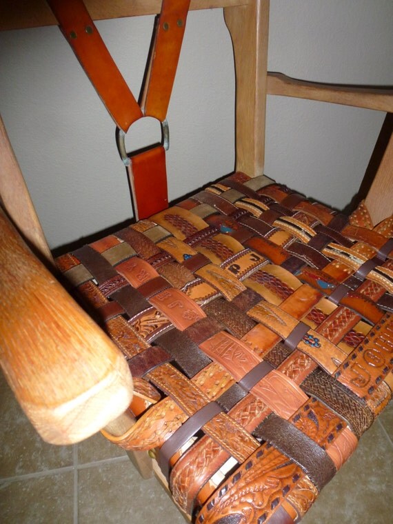 Upcycled Chair Leather Chair One of a Kind Chair Hand Crafted