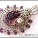 RESERVED - Violet glass pendant -wirewrapped - Moon and dragonfly