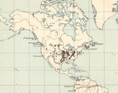 1897 Original Antique Map Showing Coal Deposites Worldwide