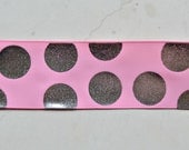 Glamorous pink 1.5" grosgrain ribbon with silver polka dots Il_170x135