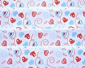 Scattered Baby blue & red Hearts on white 1 1/2" grosgrain ribbon Valentines Il_170x135