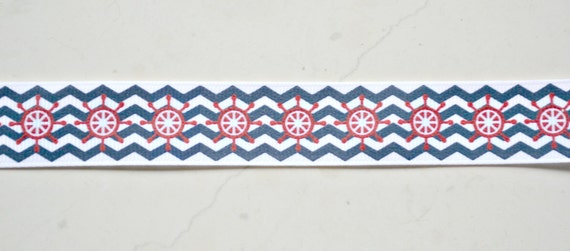 patriotic nautical steering wheels and waves on white 7/8" grosgrain ribbon- 4th of july Il_570xn