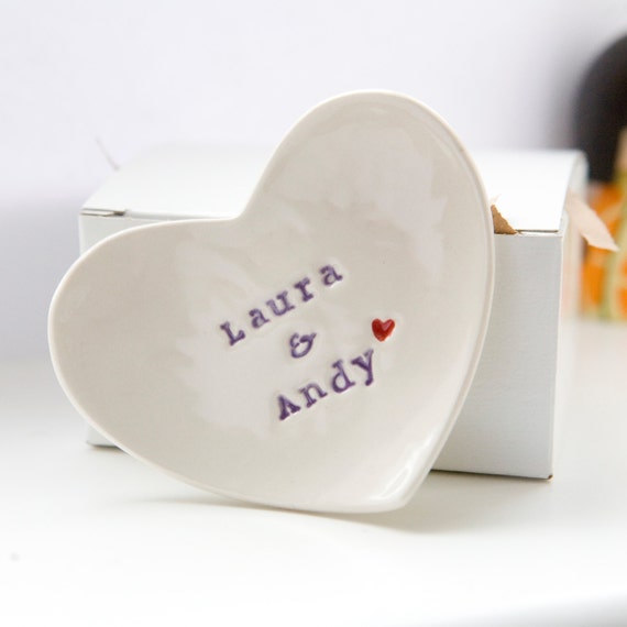 ... Wedding Gift Ring Dish custom porcelain heart wedding ring bearer bowl