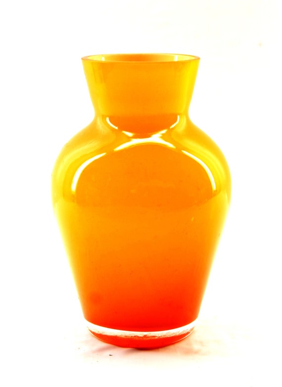 Orange Cased Glass Vase by HobartCollectables on Etsy
