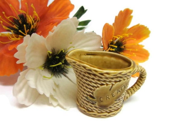 Basketweave Cream Pitcher in Harvest Gold