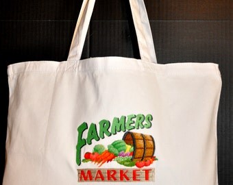 Canvas Embroidered Market Tote- One of a Kind