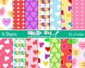 INSTANT DOWNLOAD - Printable Heart Background, Valentine Backgrounds, Printable Valentine, Decoration, Printable Paper - by Paper Art by MC Il_170x135