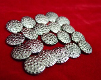Beautiful Set of 20 Antique Black Glass Buttons with Silver Lustre