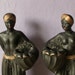 vintage 1950's mid century decor, Alexander Backer blackamoor chalkware figurines, black gold decor, antique nude figurines