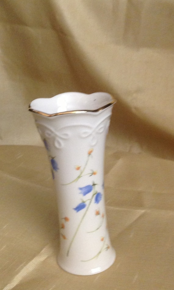 Vintage Lenox China bud vase. Cream colored with Bluebell