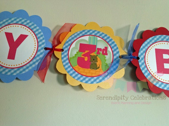 Wizard of Oz Inspired Happy Birthday Banner -Banner -Wizard of Oz Birthday Banner -Dorthy Il_570xn