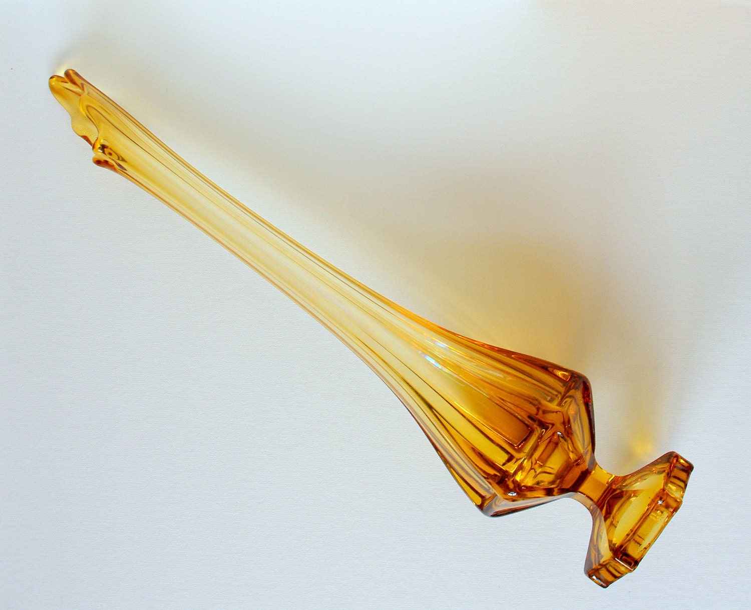 1960's Viking Swung Glass Amber Vase18 Tall MCM