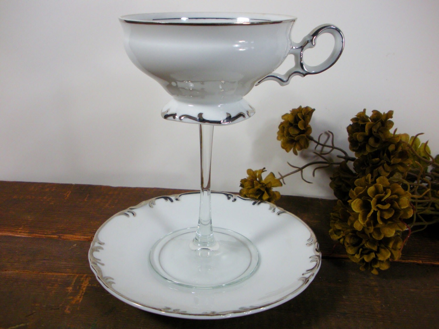 Vintage teacup wine glasses / tea cup wine glass / wedding