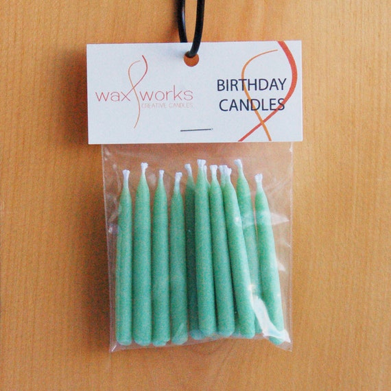 Set of 12 Light Green Soy Birthday Candles