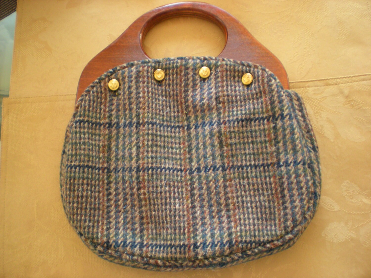 Vintage J. G. Hook Wooden Handle Bermuda Bag with 3 Changeable