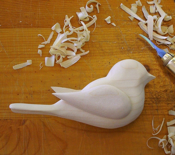 Chickadee WOODEN BIRD Hand Carved Unfinished Wood Shape