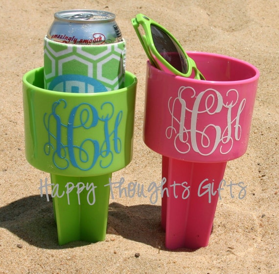 TWO Monogram Beach Drink Holders Monogram Sand Spiker