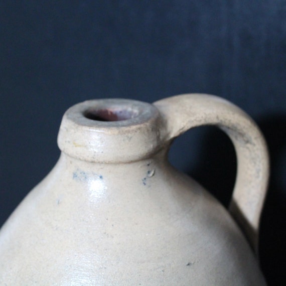 Antique Blue Decorated Salt Glaze Stoneware Jug