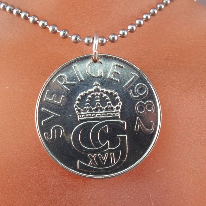 SWEDEN NECKLACE . swedish coin jewelry. swedish pendant. . 5