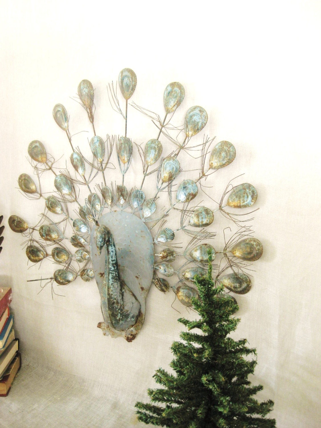 Vintage Metal Wall Sculpture Peacock Odd by shepshaberdashery
