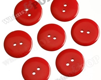25 - Red Buttons for Sewing Scrapbooking and More, 23mm Buttons, Sewing Buttons, 2 Hole Buttons, Colorful Kids Craft Buttons (R2-112)