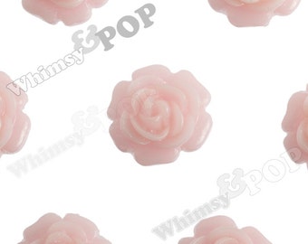 10 - Light Pink Ranunculus Rose Small Flower Cabochons, Resin Flower Flatback Cabochons, 11mm (R5-079)