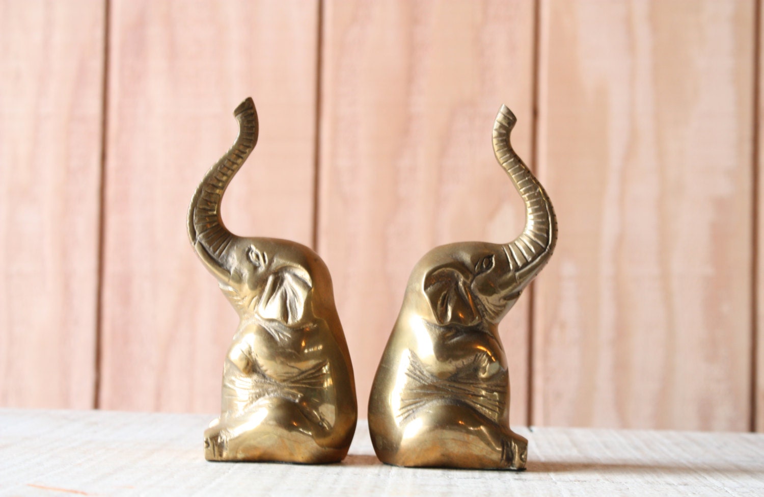 Brass Elephant Bookends // Solid Brass
